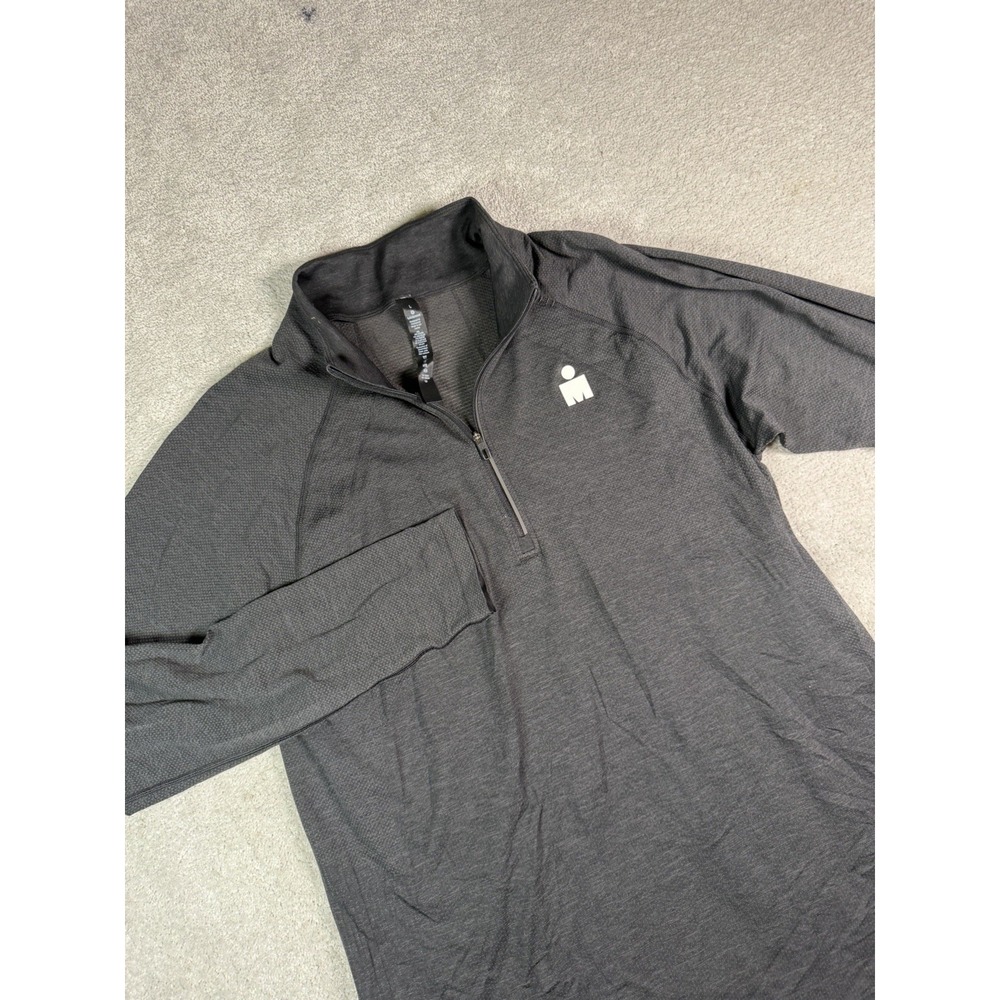 LULULEMON Metal Vent Tech Half Zip Charcoal Black Men's L Chest Logo $118 Retail